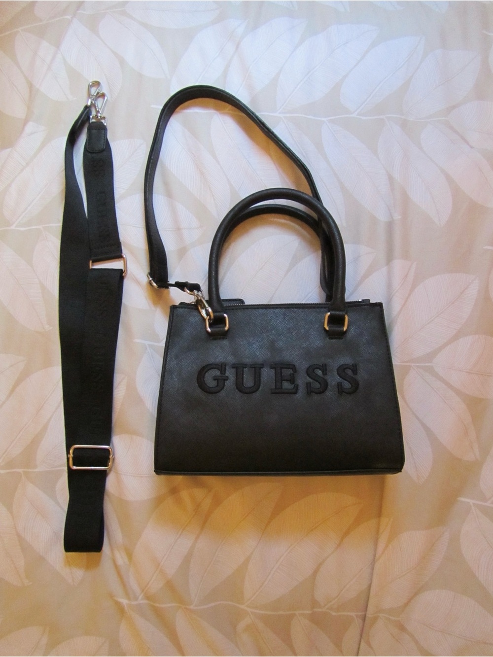 Authentic GUESS Black Logo Top-Handle Bag with Two Straps - Picture 4 of 16